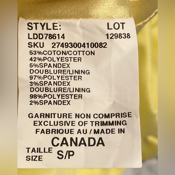 Yellow le chateau dress. Small water stain under armpit from spot cleaning. - Picture 5 of 6